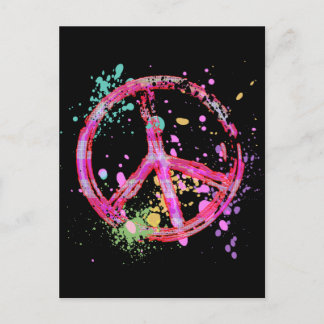 POSTAL SEÑAL DE PAZ DE RETRO PINTA SPLATTER