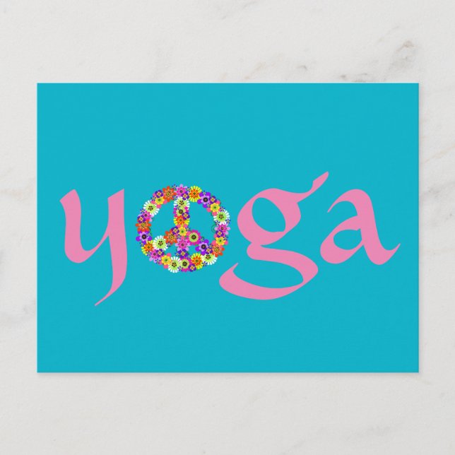 Postal Señal de paz floral de yoga (Anverso)