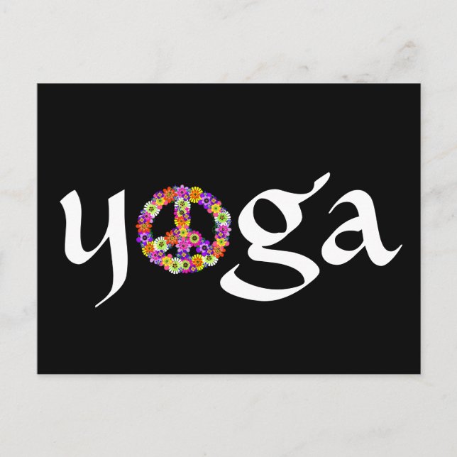 Postal Señal de paz floral de yoga (Anverso)