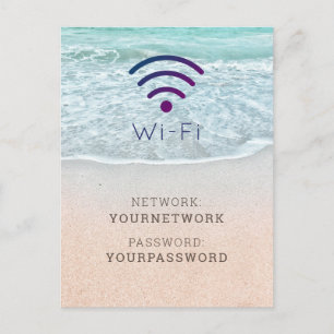 Postal Señal de Playa de Océano Azul Turquesa con Wi-Fi