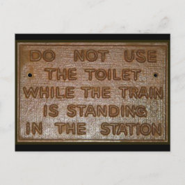 Postal señal del inodoro del tren viejo