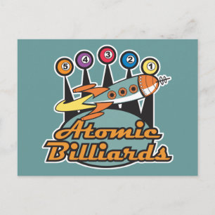 Postal señal retro atómica de billar