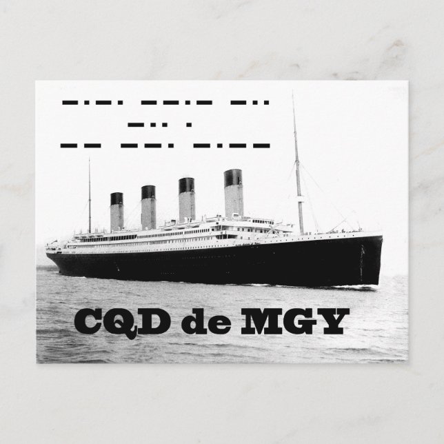 Postal Señal Titanic CQD de MGY de socorro inalámbrico (Anverso)