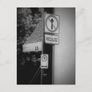 Postal Señales de calle en negro y blanco Arte moderno co