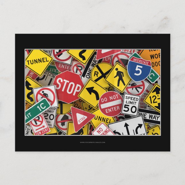 Postal Señales de tráfico de Estados Unidos (Anverso)