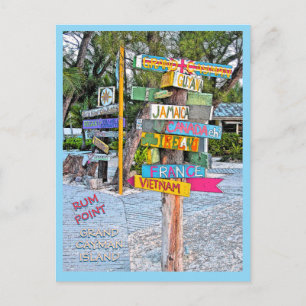 POSTAL SEÑALIZACIÓN COLORIDA (PAÍSES) RUM POINT, GR.CAYMA