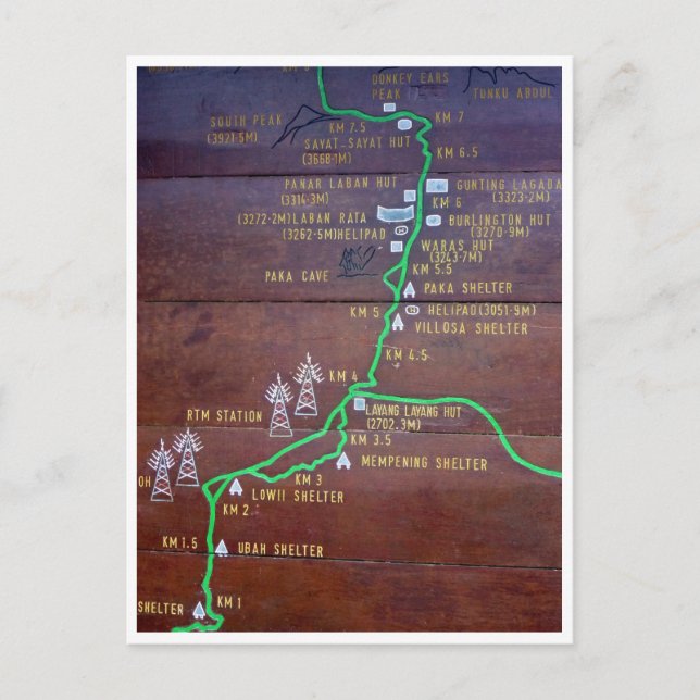 Postal señalización de ruta mt kinabalu (Anverso)