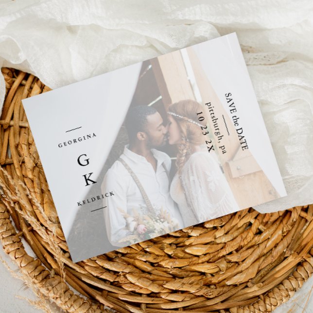 Postal Sencilla boda fotográfica de monograma negro salva (Subido por el creador)