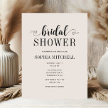 Postal Sencilla ducha de novia con guión Minimalista<br><div class="desc">Acepte la simplicidad y la elegancia con nuestra minimalista invitación a la ducha de novia. El epígrafe "Ducha de novia" está delicadamente escrito en escritura informal, acompañado de un sutil movimiento de agitación y corazón. Celebre el estilo de la futura novia con esta invitación subestimada pero encantadora, perfecta para marcar...</div>