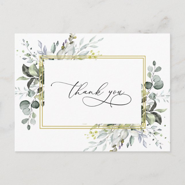 Postal Sencilla elegancia Eucalyptus Watercolor Greenerat (Anverso)