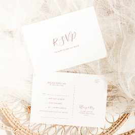 Postal Sencilla Elegante Rosa de Canción de Oro RSVP