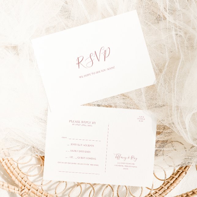 Postal Sencilla Elegante Rosa de Canción de Oro RSVP (Subido por el creador)
