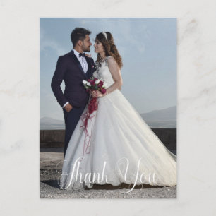 Postal Sencilla Foto de Boda Agregue su Saludo Gracias