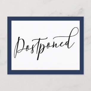 Postal Sencilla Marina Elegante y Boda Blanco Pospuesto