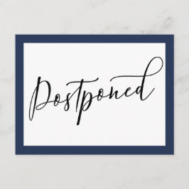 Postal Sencilla Marina Elegante y Boda Blanco Pospuesto