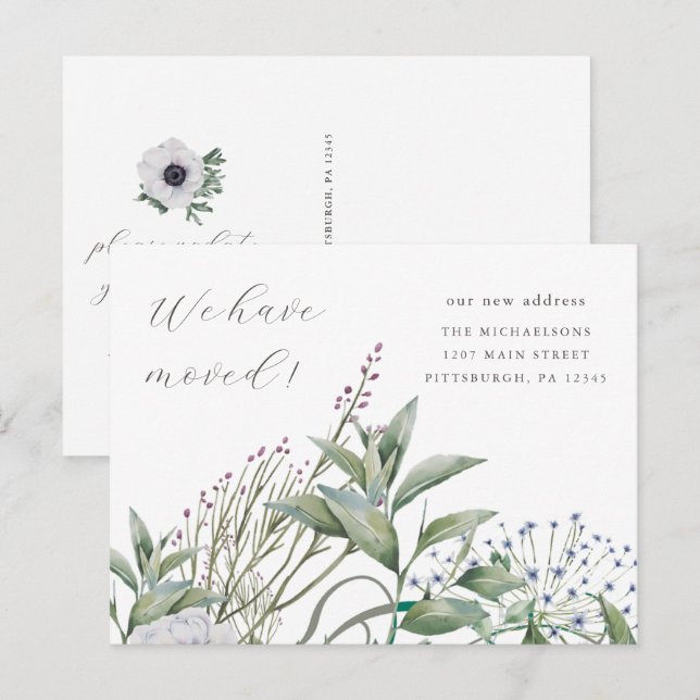 Postal Sencilla vegetación que hemos mudado a un nuevo ho (Anverso / Reverso)