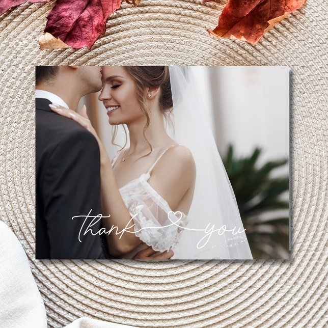 Postal Sencilla y elegante foto de boda gracias (Simple Elegant Wedding Photo Thank You Postcard)