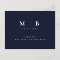 Sencilla y elegante marina de Monograma y blanco s