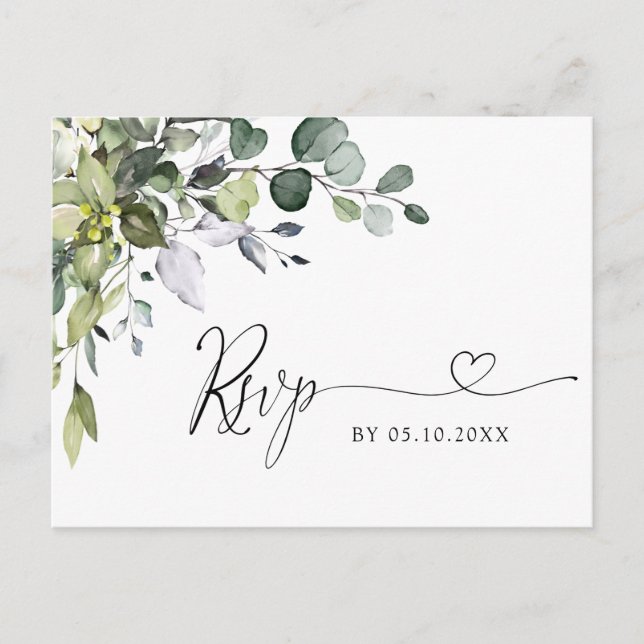 Postal Sencillamente Elegante Eucalyptus Watercolor Weddi (Anverso)