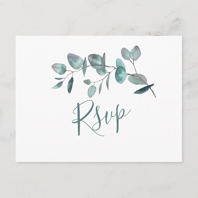 Postal Sencillamente Elegante Eucalyptus Wedding RSVP (Anverso)