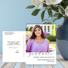 Postal Sencillamente Elegante Foto Homeschool Grad Gracia
