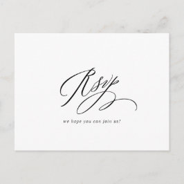 Postal Sencillamente Elegante RSVP De Boda Blanca Y Negra