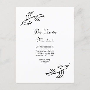 Postal Sencillas hojas negras y blancas que hemos movido