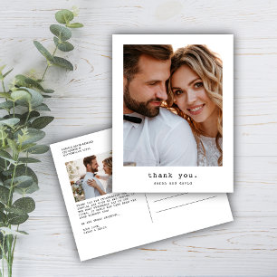 Postal Sencillo Agradecimiento de Boda con Foto Clásica R