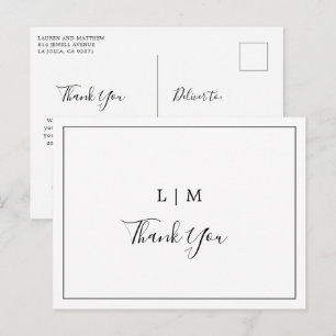 Postal Sencillo agradecimiento de boda elegante en blanco