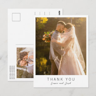 Postal Sencillo agradecimiento de boda moderno en foto