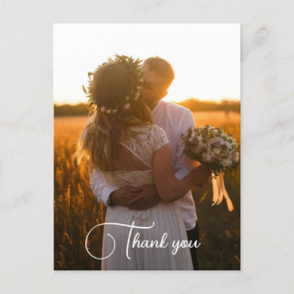Postal Sencillo agradecimiento de foto de boda minimalist