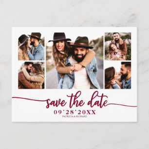 Postal Sencillo Ahorro de Fecha de Boda con Colaje de Fot