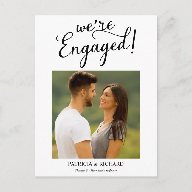 Postal Sencillo anuncio de compromiso 'We're Engaged' con (Anverso)