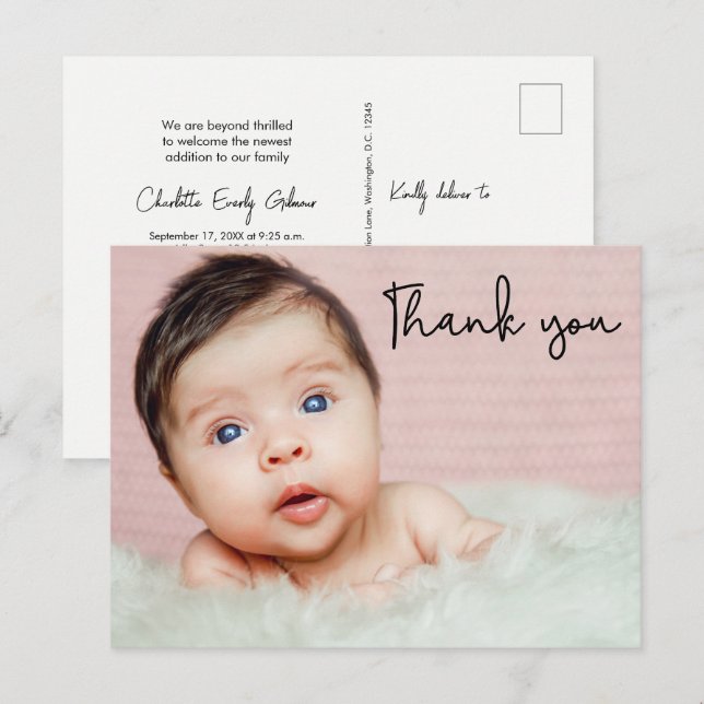 Postal Sencillo anuncio de nacimiento para la ducha de la (Anverso / Reverso)