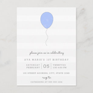 Postal Sencillo cumpleaños de globo gris y azul Shabby