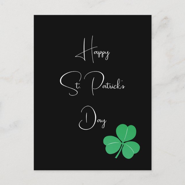Postal Sencillo elegante San Patrones Día Shamrock (Anverso)