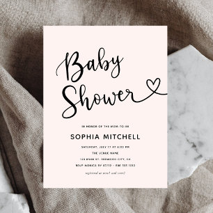 Postal Sencillo guión Minimalista Corazón de Baby Shower