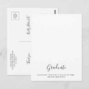 Postal Sencillo Minimalista Graduación Graduado Agradecid