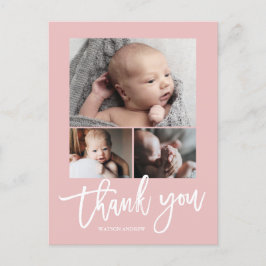 Postal Sencillo Moderno 3 Fotos Collage Foto de Bebé Grac