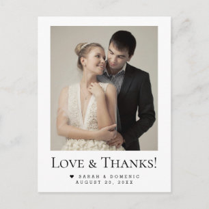 Postal Sencillo Moderno Foto Boda Amor & Agradecimiento P
