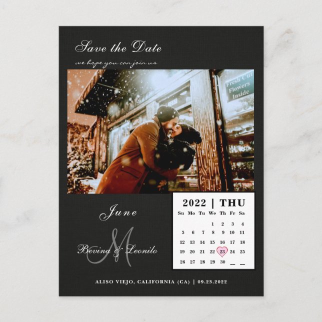Postal Sencillo pero Elegante: Negro | Calendario Anuncio (Anverso)