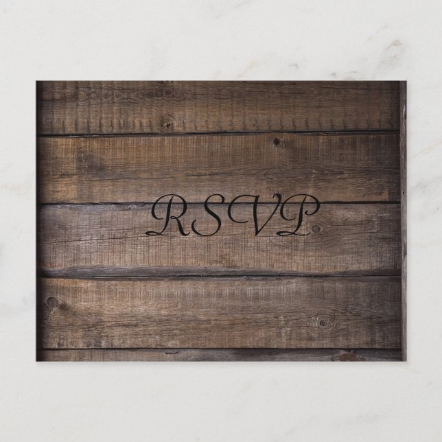 Postal Sencillo Rústico Rústico de Boda Negra y Marrón RS (Anverso)