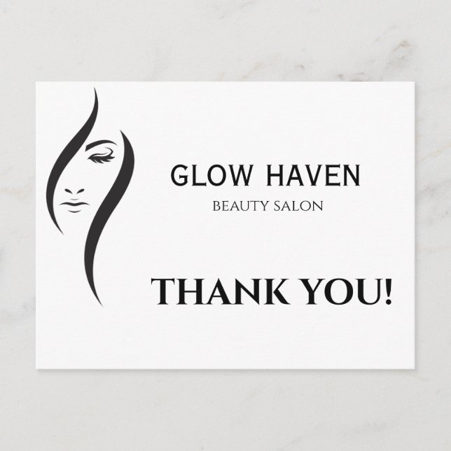 Postal Sencillo Salón De Belleza Blanco Y Negro Postca (Anverso)