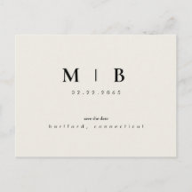 Sencillo y Elegante Monograma Beige Save the Date 