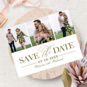 Postal Sencillo y elegante Save The Date de boda 3 fotos