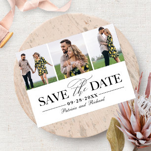 Postal Sencillo y elegante Save The Date de boda con 3 fo