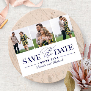 Postal Sencillo y elegante Save The Date de boda con 3 fo