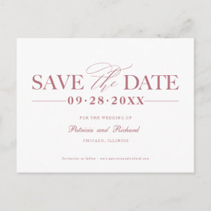 Postal Sencillo y elegante save the date de boda sin foto