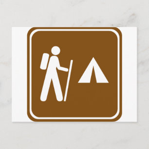 Postal Senderismo con el Rótulo Camping Highway