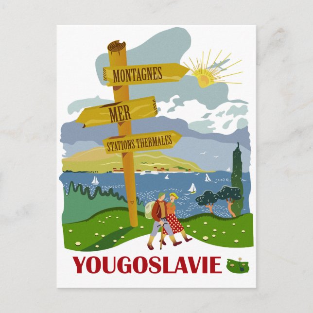 Postal Senderismo en Yugoslavia, viaje vintage (Anverso)